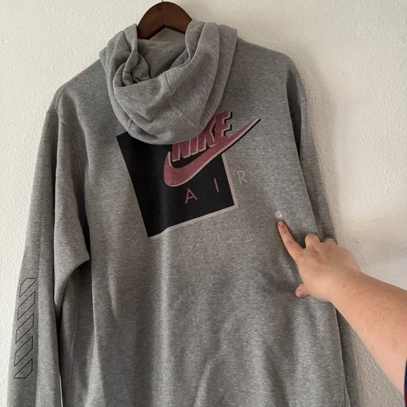 NIKE Air Jordan Hoodie XL Gray Center Swoosh Y2K Retro Streetwear Vintage Skater - Picture 8 of 12